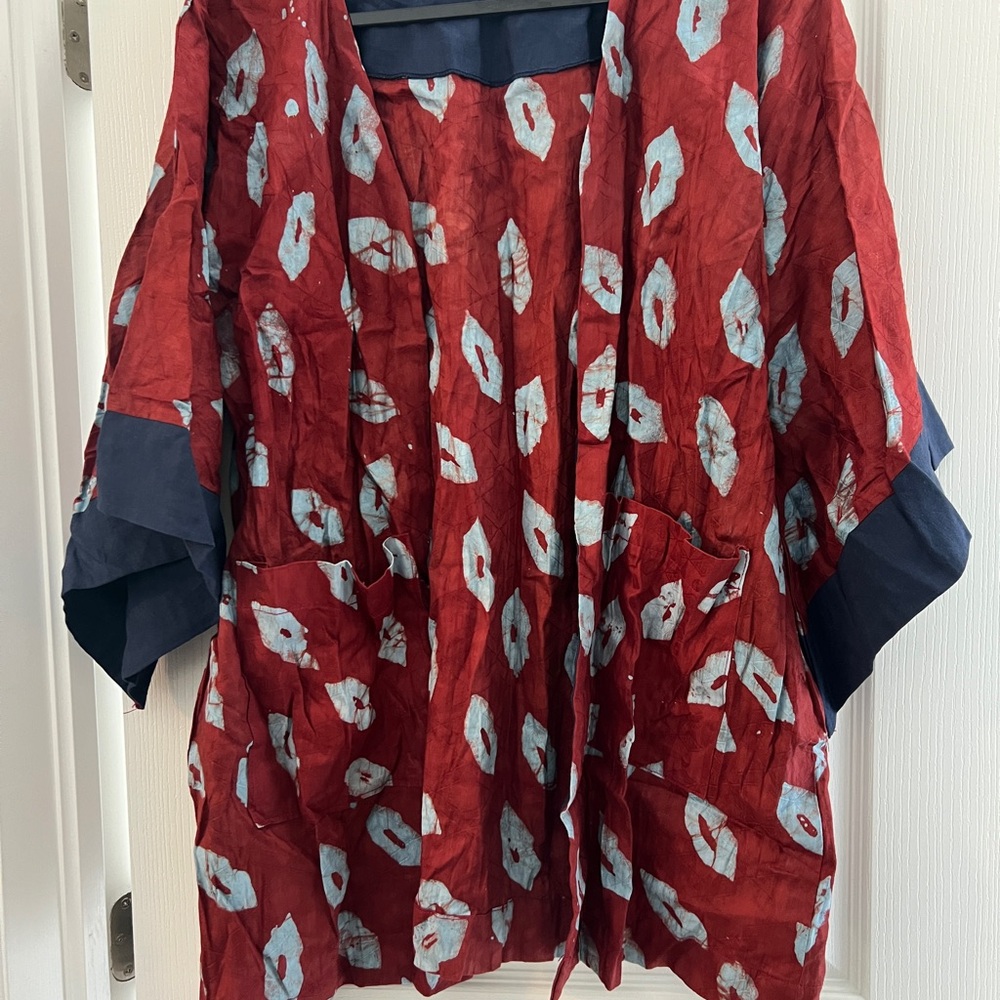 Red and Blue Patterned Kimono